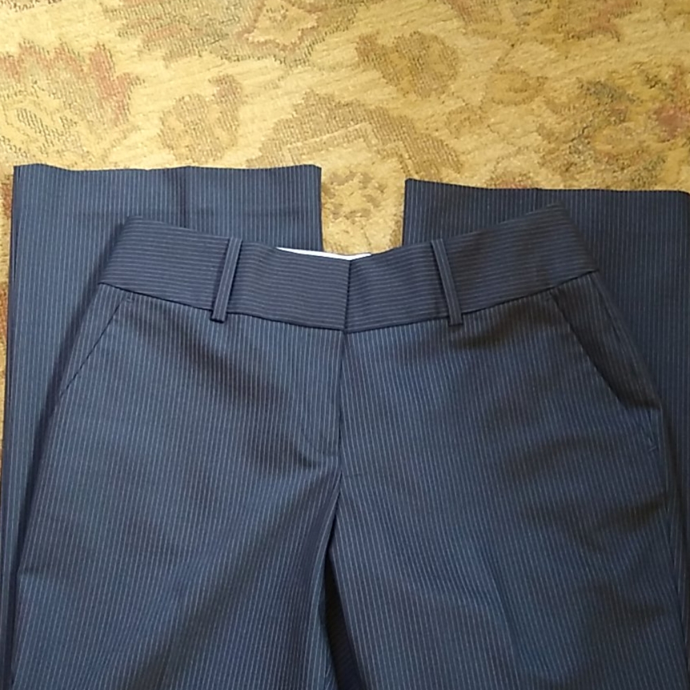 Navy striped suit pants